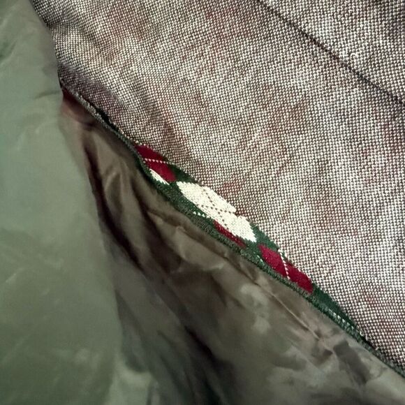 Vintage 70s Polyester Knit Argyle Cardigan Blazer Green Burgundy M - Picture 7 of 8